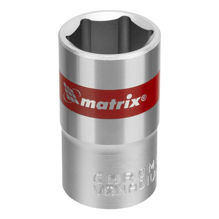 Головка торцевая, 16 мм, шестигранная, CrV, под квадрат 1/2, хромированная Matrix 14690