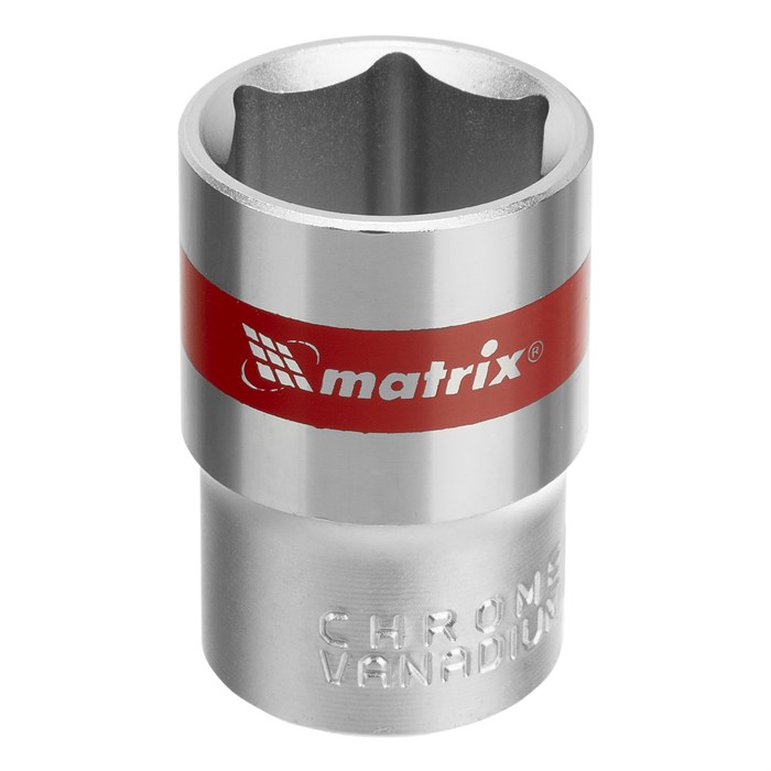 Головка торцевая, 19 мм, шестигранная, CrV, под квадрат 1/2, хромированная Matrix 14693