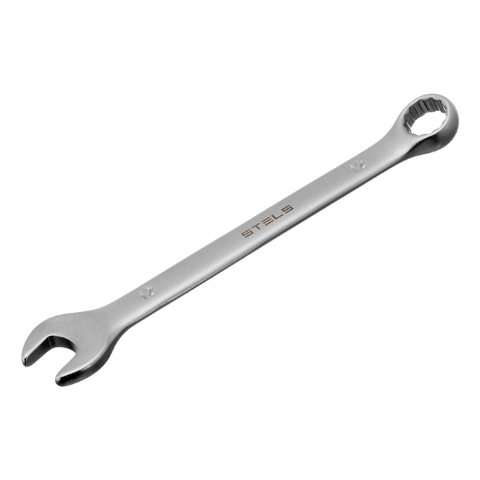 Ключ комбинированный, 12 мм, CrV, матовый хром Stels 15067
