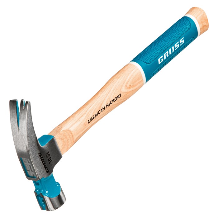 Молоток-гвоздодер, 280 г, угол 75, магнит, обрезиненная рукоятка American hickory GROSS 15503