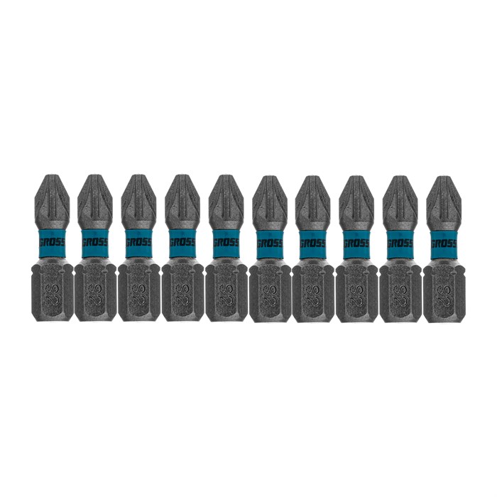 Бита торсионная PZ2 x 25 мм, для ударных шуруповертов, 10 шт. Gross 16012