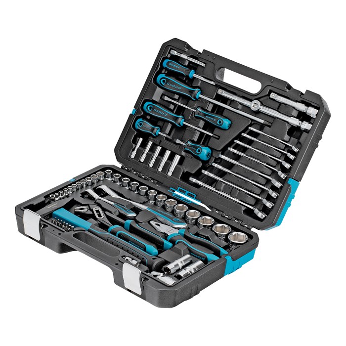 Набор инструментов, 1/4", 1/2", CrV, 120 зубьев, 76 предметов Gross 16294