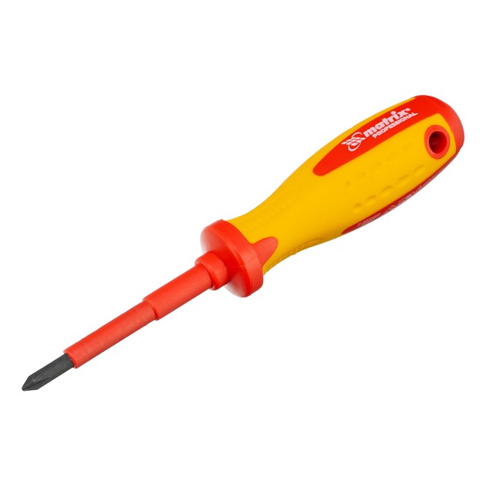 Отвертка Insulated, PH1 x 75 мм, CrMo, до 1000 В, двухкомпонентная рукоятка Matrix Professional 16358