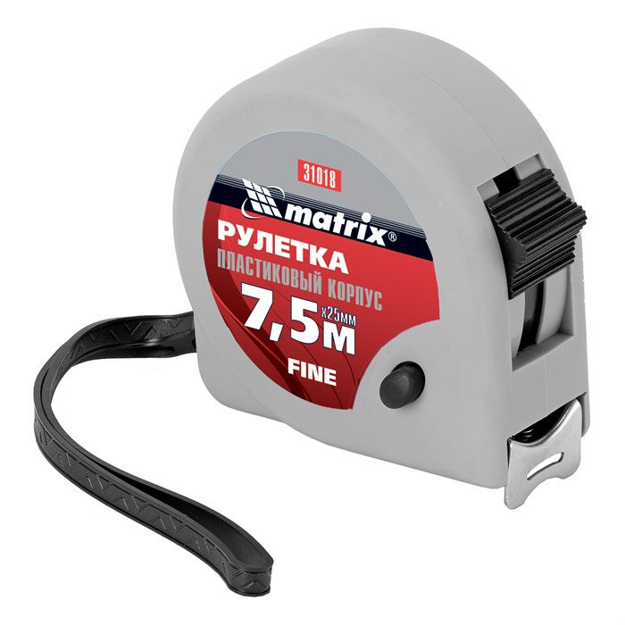 Рулетка Fine,7,5 м х 25 мм,пластиковый корпус Matrix 16790