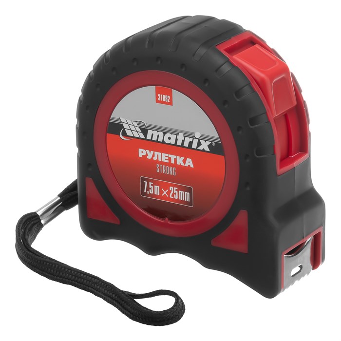 Рулетка Strong,7,5 м х 25 мм,обрезиненный корпус Matrix 16828