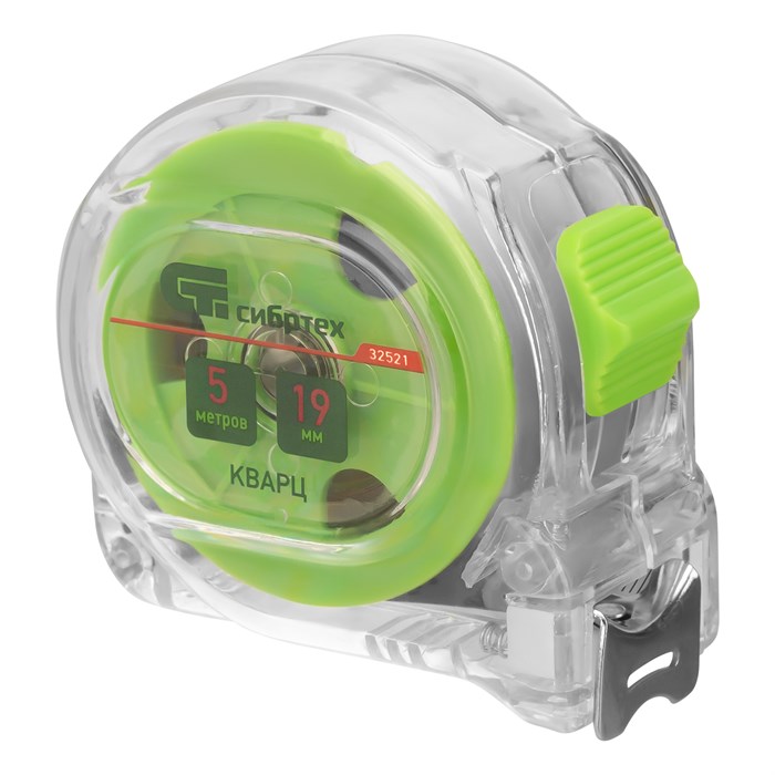 Рулетка Кварц,прозрачный корпус,амортизатор,3 м х 16 мм Сибртех 16841