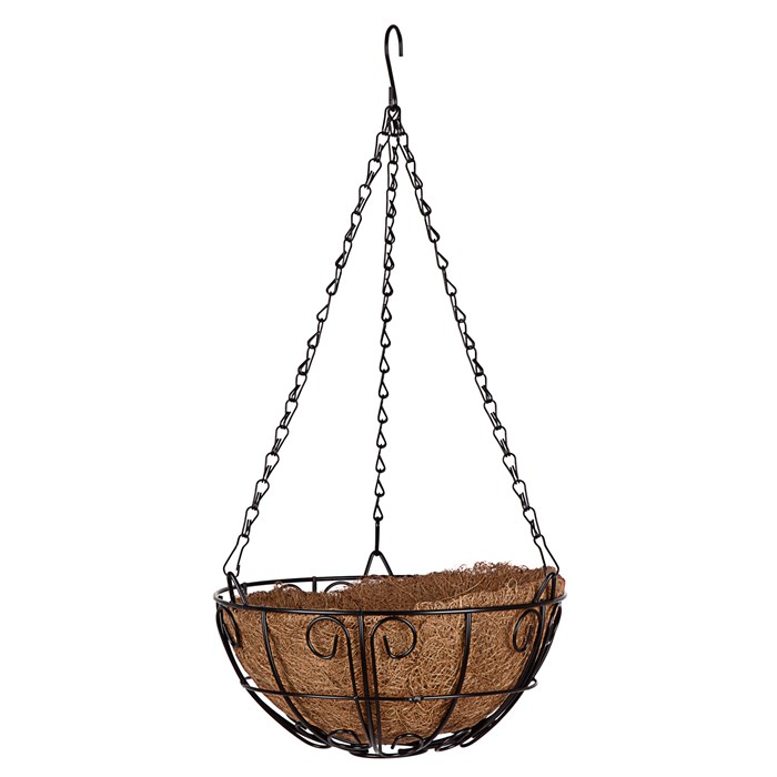 Подвесное кашпо с декором, 25 см, с кокосовой корзиной Palisad 19291