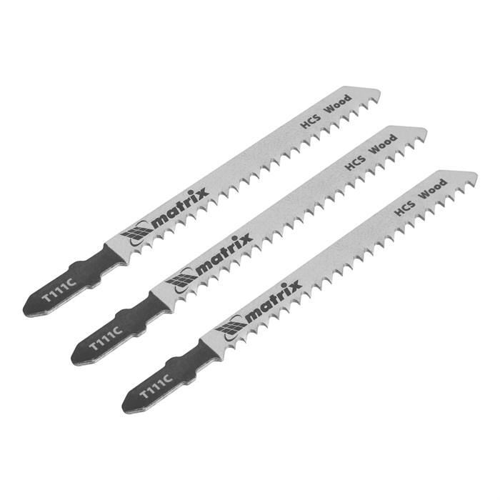 Полотна для электролобзика по дереву, 3 шт, T111C, 75 х 3 мм, HCS Matrix Professional 20892