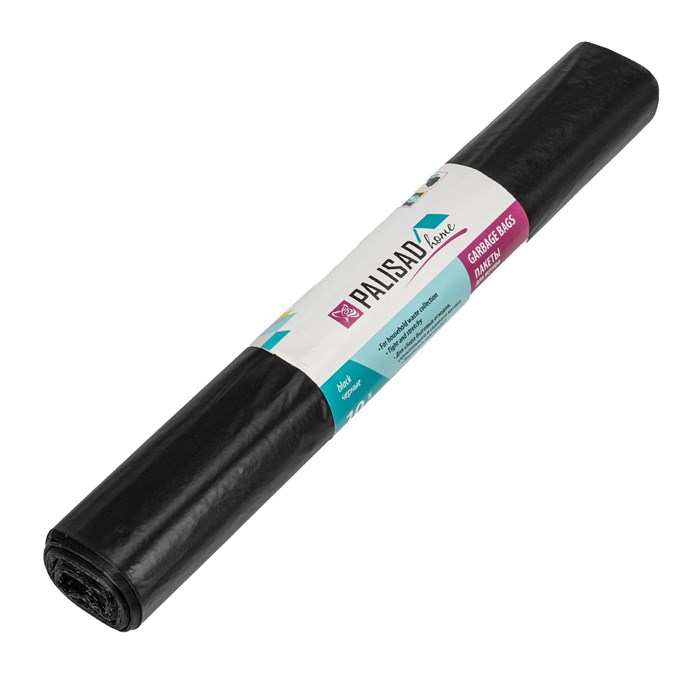 Пакеты для мусора 120 л x 10 шт., ПВД прочные черные, длинный ролик, Home Palisad 24302