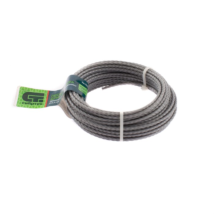 Леска для триммера квадратная витая, армированная алюминием, 2.4 мм х 10 м, Сибртех 31721