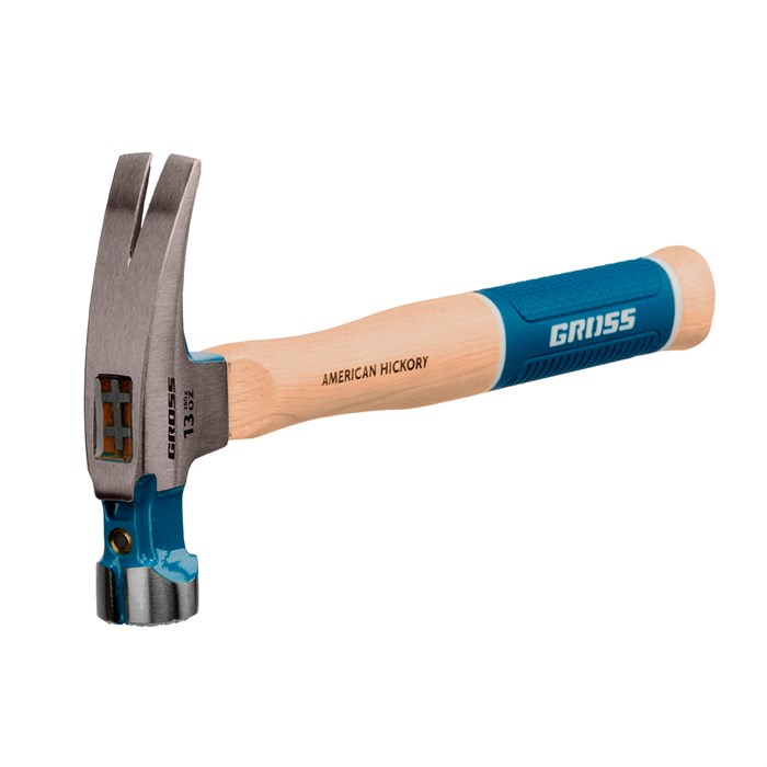 Молоток-гвоздодер, 380 г, угол 75, магнит, обрезиненная рукоятка AMERICAN HICKORY GROSS 32234