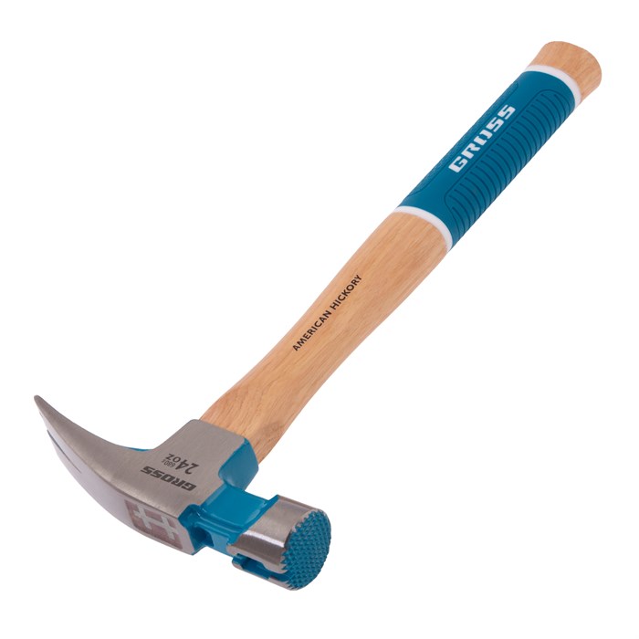 Молоток-гвоздодер, 680 г, угол 75, магнит, обрезиненная рукоятка AMERICAN HICKORY GROSS 32236