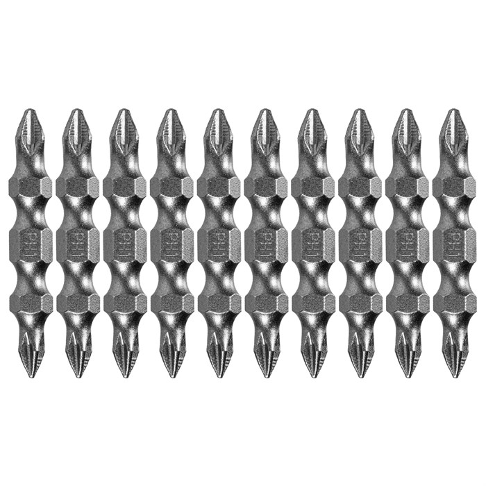 Бита двухсторонняя, PH2-PH1 х 45 мм, сталь S2, 10 шт. Denzel 32812