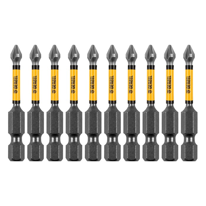 Бита IMPACT, PH1x50 мм, лазерная обработка шлица, сталь S2, 10 шт., Е 6,3 Denzel 32834