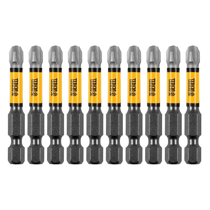 Бита IMPACT, PH3x50 мм, лазерная обработка шлица, сталь S2, 10 шт., Е 6,3 Denzel 32836
