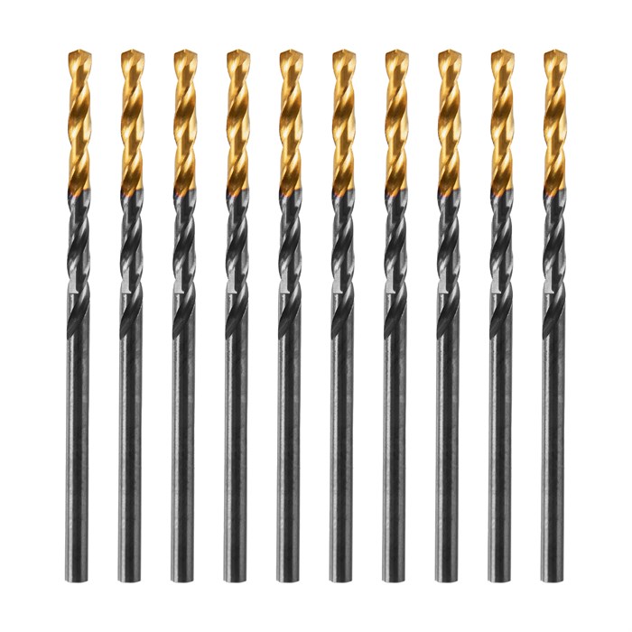 Сверло по металлу, 2,5 мм, HSS-Tin, Golden Tip, 10 шт. Denzel 32976