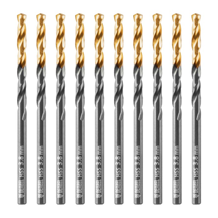 Сверло по металлу, 3,8 мм, HSS-Tin, Golden Tip, 10 шт. Denzel 32980