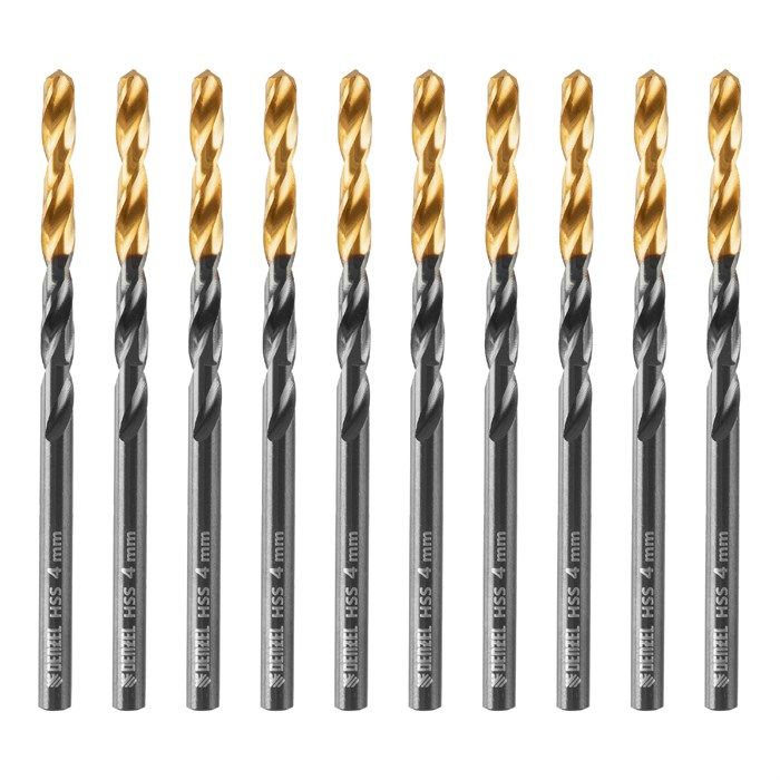 Сверло по металлу, 4 мм, HSS-Tin, Golden Tip, 10 шт. Denzel 32981