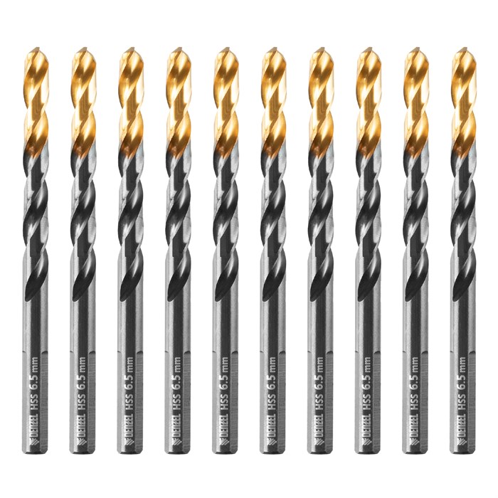 Сверло по металлу, 6,5 мм, HSS-Tin, Golden Tip, 10 шт. Denzel 32988