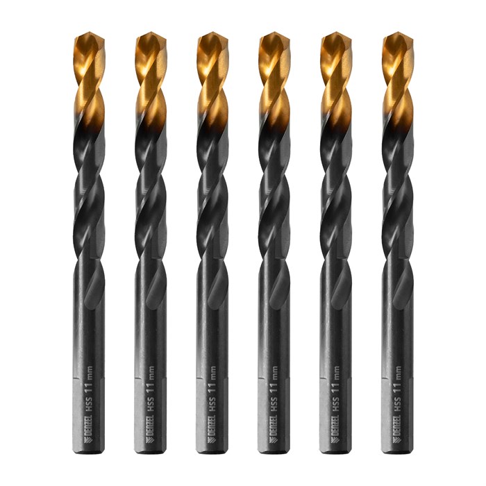 Сверло по металлу, 11 мм, HSS-Tin, Golden Tip, 6 шт. Denzel 32995