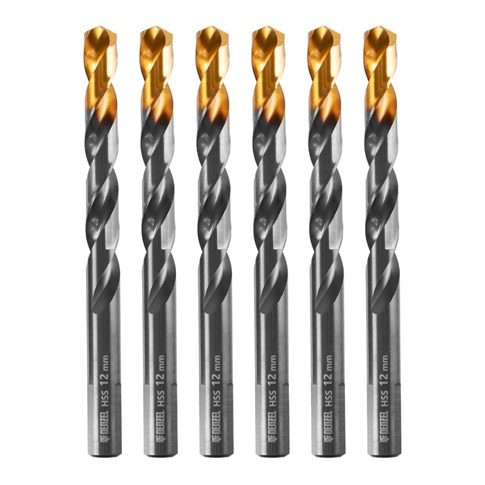 Сверло по металлу, 12 мм, HSS-Tin, Golden Tip, 6 шт. Denzel 32996