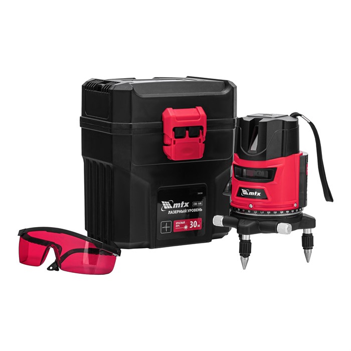 Лазерный уровень CRX-30R, 30 м, красный луч, батарейки, резьба 5/8" MTX 35166