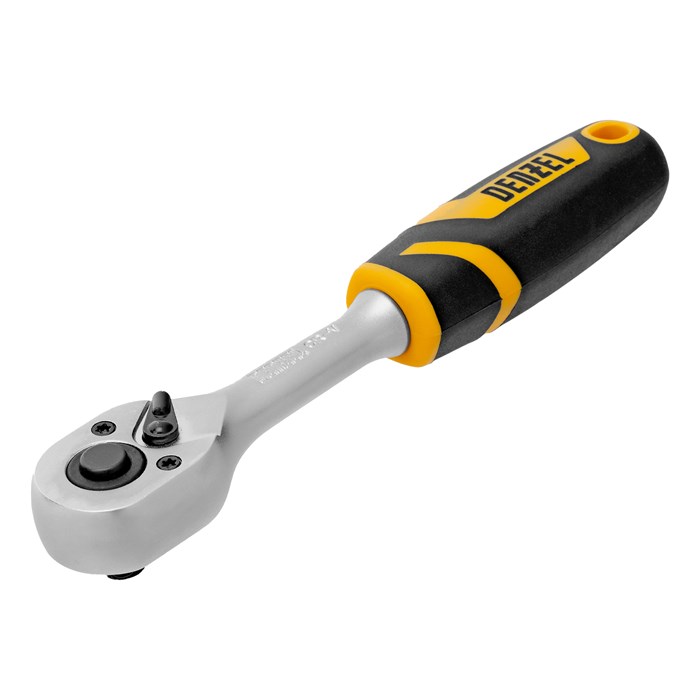 Ключ-трещотка 1/4", 90 зубьев, с быстрым сбросом, CrV Denzel 36770