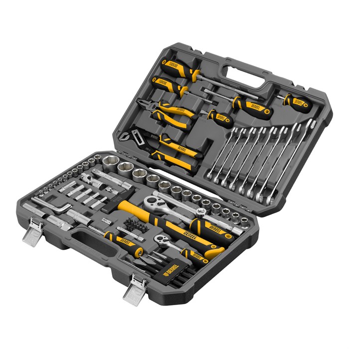 Набор инструментов, 1/2", 1/4", CrV, S2, пластиковый кейс, 84 предмета Denzel 36774