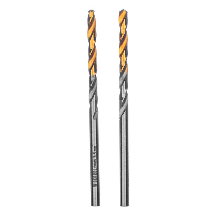 Сверло спиральное по металлу 3,5 x 70 мм, Р6М5, Golden Tip , 2шт. Denzel 37106