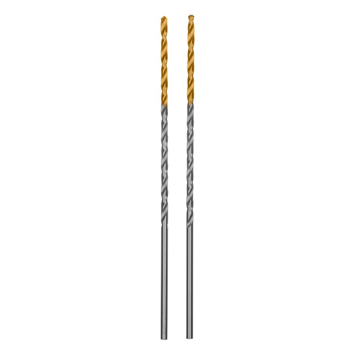 Сверло спиральное по металлу 2 х 86 мм Р6М5, Golden Tip, удлиненное, 2шт. Denzel 37122