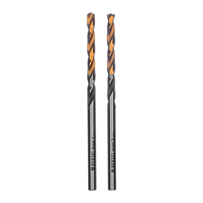 Сверло спиральное по металлу 3 x 61мм, Р6М5, Golden Tip, многогранная заточка, 2шт. Denzel 37141