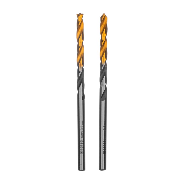 Сверло спиральное по металлу 3,5 x 70мм, Р6М5, Golden Tip, многогранная заточка, 2шт. Denzel 37143