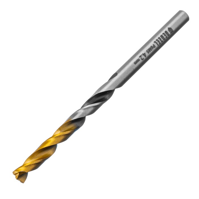 Сверло спиральное по металлу 4,2 x 75мм, Р6М5, Golden Tip, многогранная заточка Denzel 37145
