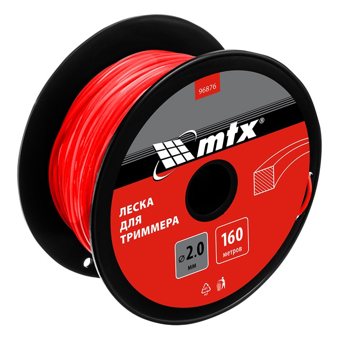 Леска для триммера квадрат 2,0 мм х 160 м, на катушке MTX 38935