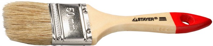 STAYER UNIVERSAL, 50 мм, 2″, светлая натуральная щетина, деревянная ручка, все виды ЛКМ, плоская кисть (0101-050) 00010979