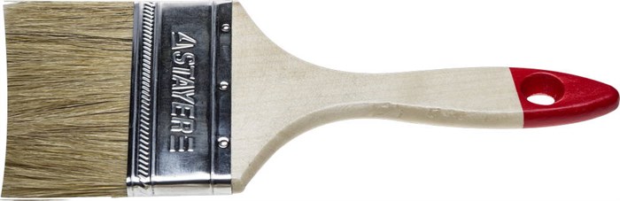 STAYER UNIVERSAL, 75 мм, 3″, светлая натуральная щетина, деревянная ручка, все виды ЛКМ, плоская кисть (0101-075) 00010981