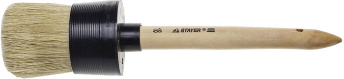 STAYER UNIVERSAL, 60 мм, пластмассовый корпус, светлая натуральная щетина, деревянная ручка, все виды ЛКМ, круглая кисть (0141-60) 00011120