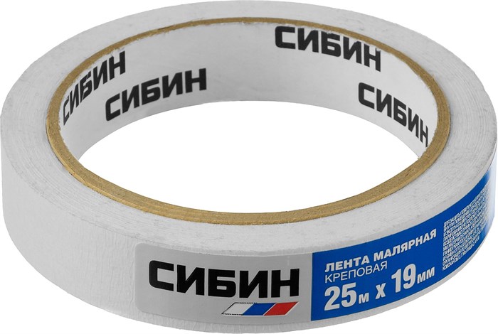 СИБИН 19 мм х 25 м, креповая, малярная лента (12111-19) 00011439