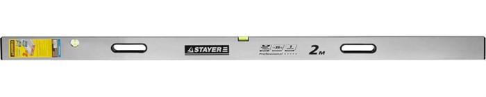 STAYER GRAND 2 м, точность 1 мм/м, 2 глазка, Правило с уровнем и ручками, (10752-2.0) 00011737