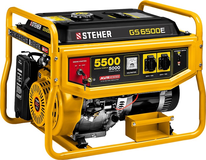 STEHER 5500 Вт, бензиновый генератор с электростартером (GS-6500E) 00012388