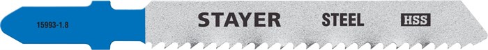 STAYER T118B, 2 шт, 50 мм / 2 мм (12TPI), T-хвост., HSS сталь, по металлу толщиной 2-6 мм, полотна для лобзика, Professional (15993-1.8) 00013086