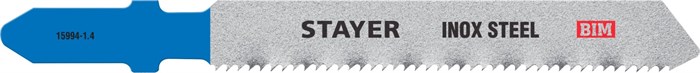 STAYER T118AF, T-хвост., Bi-Metal, по металлу толщиной 1.5-3 мм, шаг зуба 1.4 мм, раб. длина 50 мм, 2 шт, полотна для лобзика (15994-1.4) 00013088