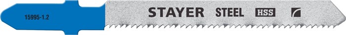 STAYER T218A, 2 шт, 50 мм / 1.2 мм, T-хвост., HSS сталь, фигурный рез по металлу толщиной 0.9-3 мм, полотна для лобзика (15995-1.2) 00013089