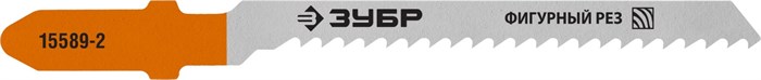 ЗУБР T119BO, T-хвост., У8А сталь, фигурный рез по дереву, шаг зуба 2 мм, раб. длина 50 мм, 2 шт, полотна для лобзика, Профессионал (15589-2) 00013203