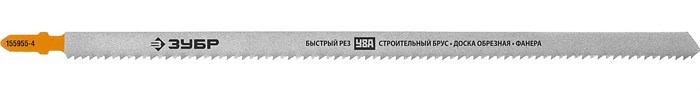 ЗУБР T225B, 2 шт, 225 мм / 3 мм, T-хвост., У8А сталь, по дереву и строительному брусу, полотна для лобзика, Профессионал (155955-4) 00013204