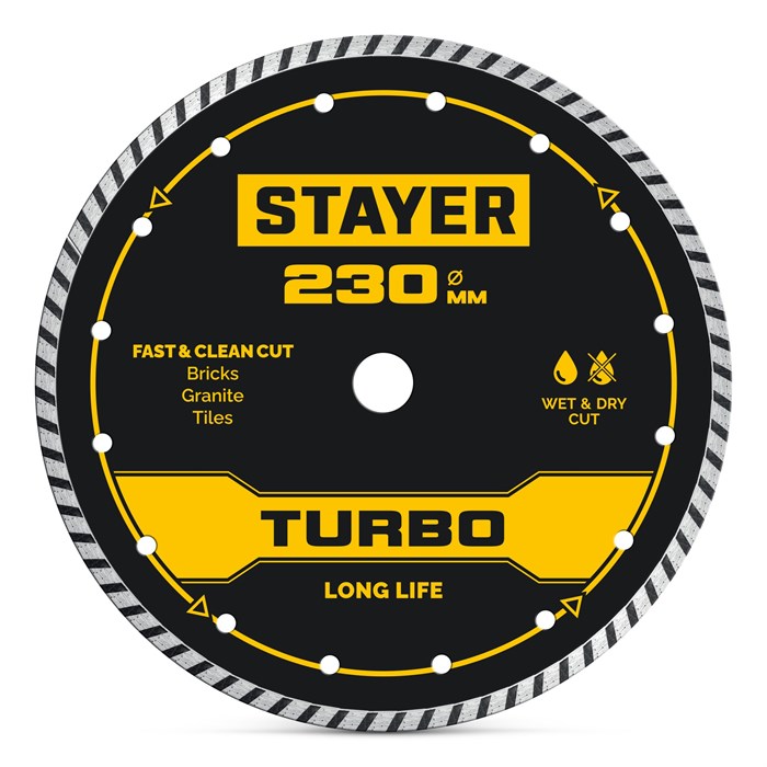 STAYER TURBO 230 мм (22.2 х 7 х 2.8 мм), сегментированный алмазный диск (3662-230) 00014311