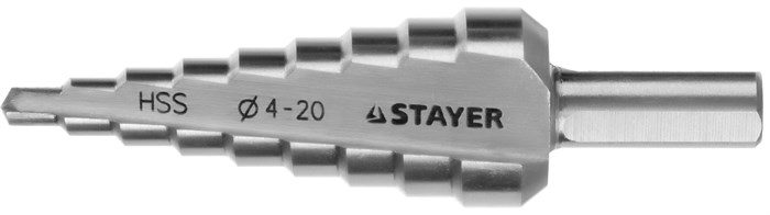 STAYER 4-20 мм, 9 ступеней, сталь HSS, ступенчатое сверло (29660-4-20-9) 00017156