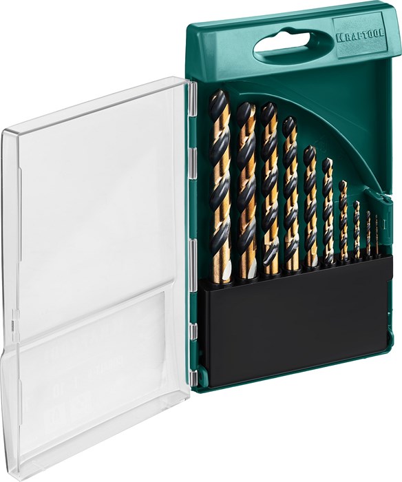KRAFTOOL COBALT-8, 10 шт, (1-10 мм), сталь М42, HSS-Co(8%), набор сверл по металлу (29656-H10) 00017184