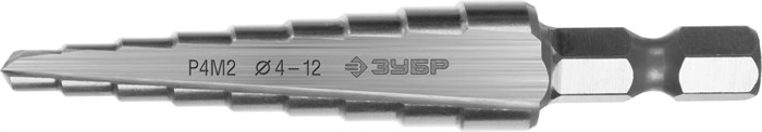 ЗУБР 4-12 мм, 9 ступеней, сталь Р4М2, ступенчатое сверло (29665-4-12-9) 00017791