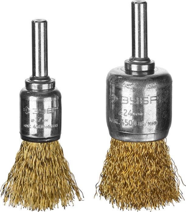 ЗУБР 2 шт, 17, 24 мм, витая стальная латунированная проволока 0.3 мм, набор кистевых щеток-крацовок для УШМ, Профессионал (3532-H2) 00018135